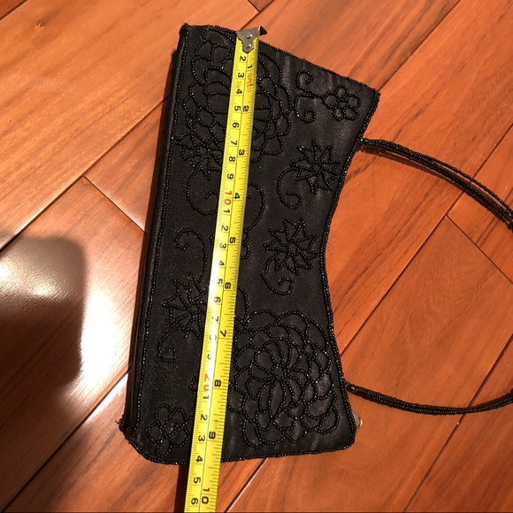 Jessica Beaded Flower Detail Black Mini bag purse - Picture 2 of 6